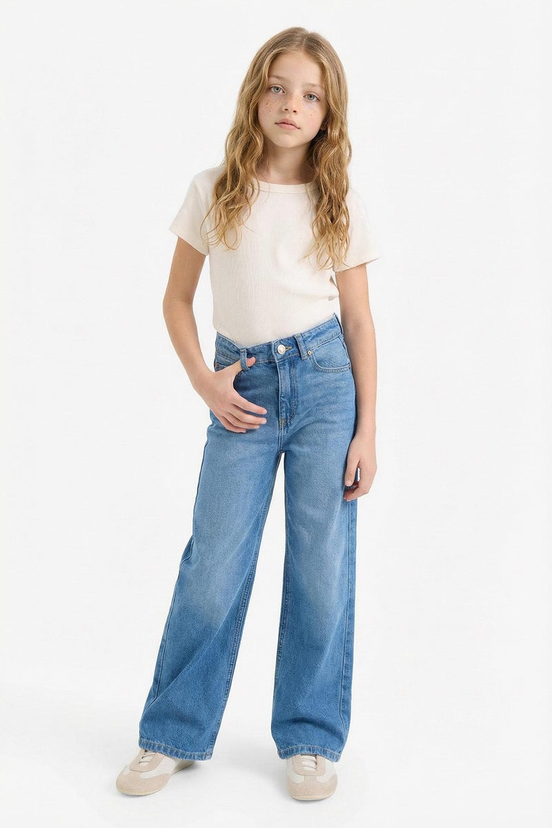 DeFacto Blue Girl Girl 90's Wide Leg Wide Leg Jeans Casual - Image 2